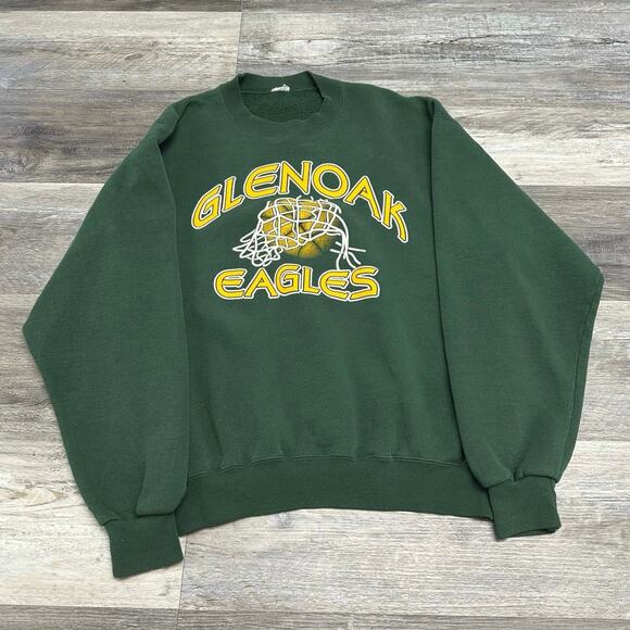 Vintage  90s Green Mens M Glenoak‎ Eagles Basketball Crewneck Sweatshirt Ohio - Picture 1 of 7